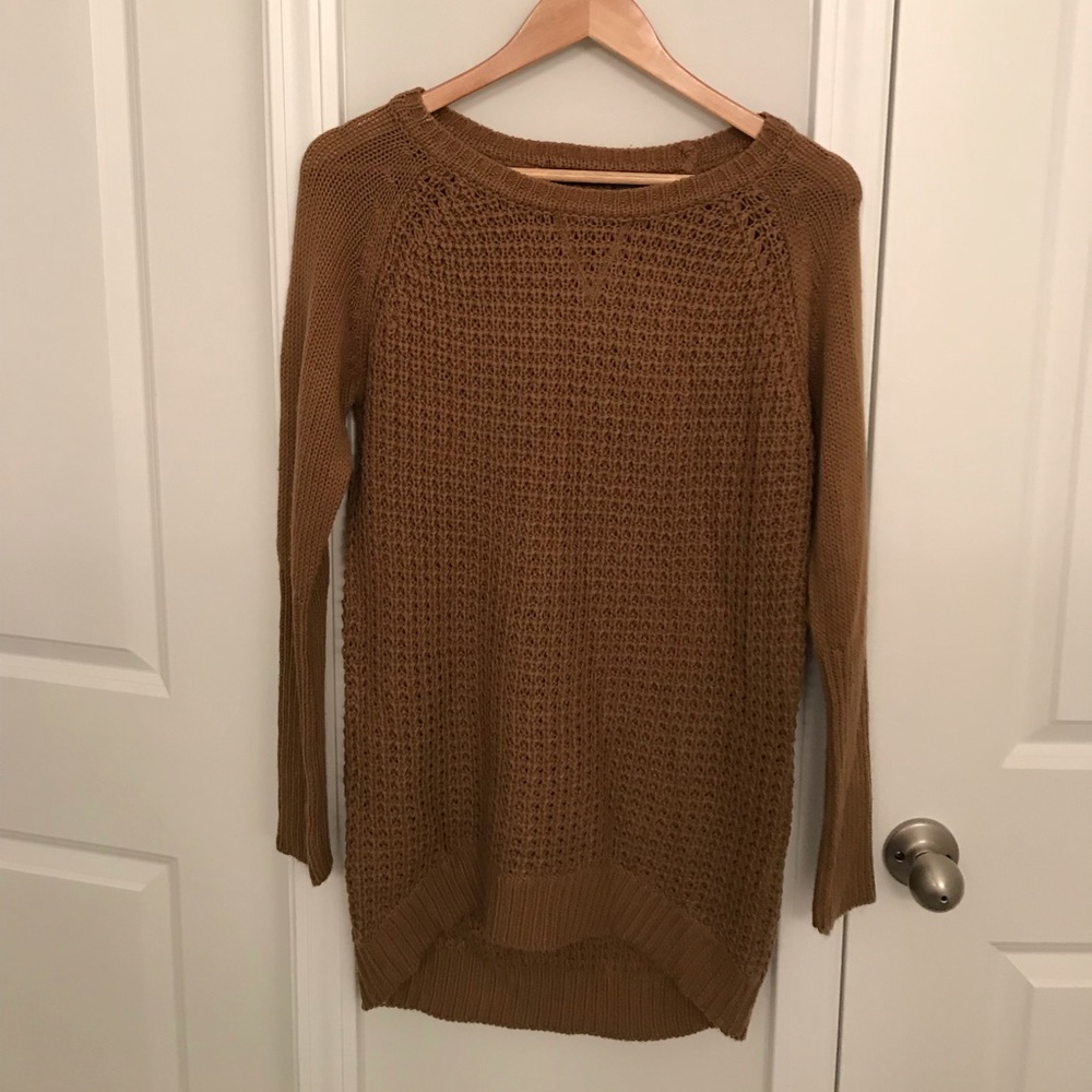 Cute long dark mustard/brown sweater
